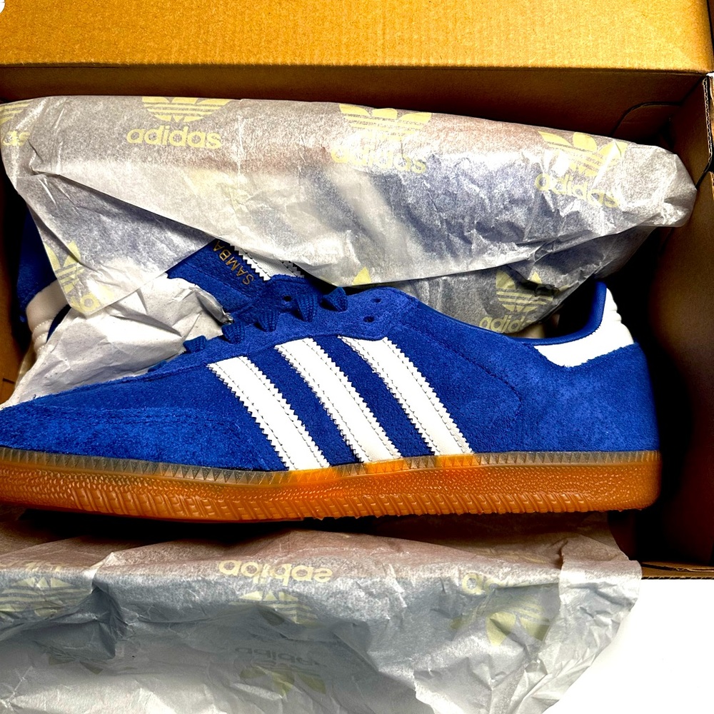 Brand New never been worn adidas samba- blue suede